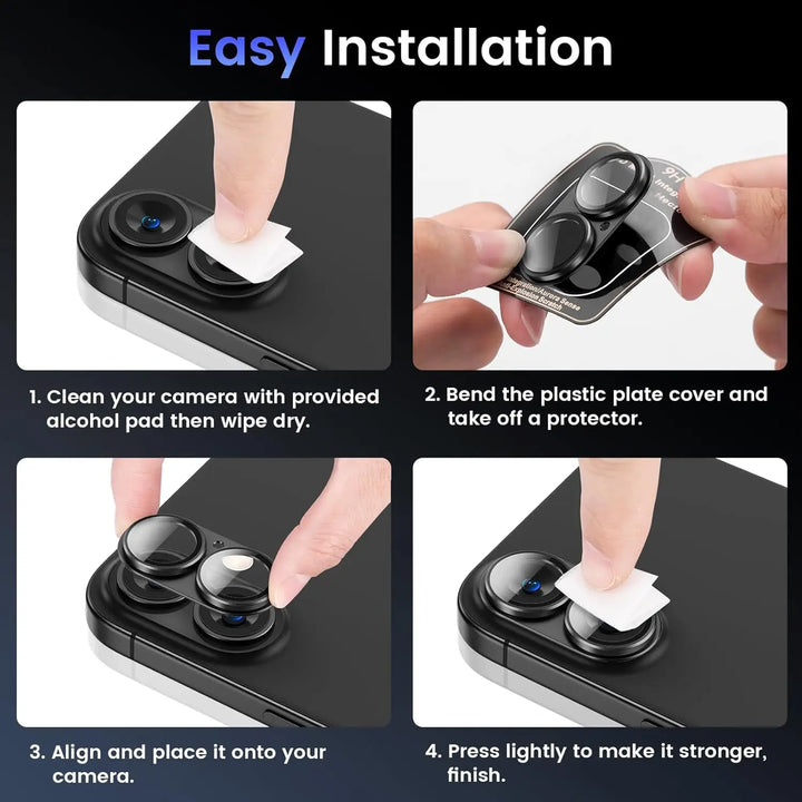 Enhance iPhone camera security with this metal framed, tempered glass lens protector twin pack.