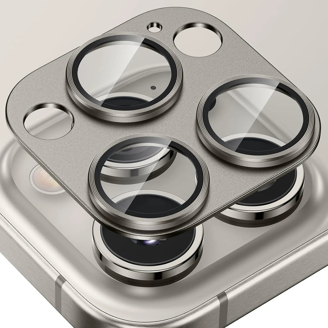 Scratch-resistant metal iPhone camera lens protector, bundled with an extra for complete phone security.