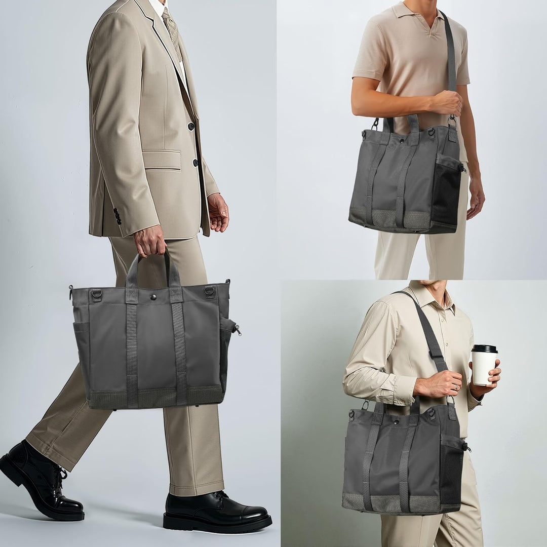 Unisex MetroCarry professional laptop tote bag, durable black nylon, perfect for business and daily use.