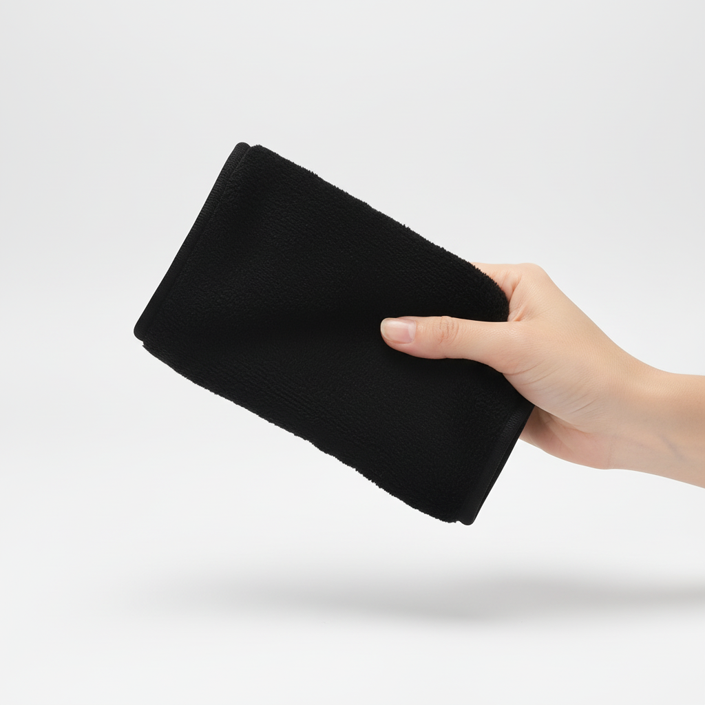 Durable microfiber cleaning cloth, designed for efficient household and automotive cleaning.