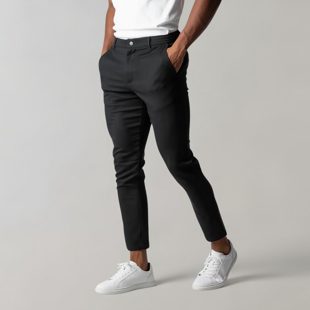 Mika Men's chino trousers in classic navy, an essential piece of casual and officewear for men