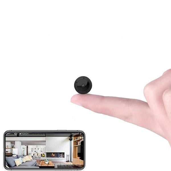 Mini 1080P HD WiFi home security camera with IR night vision for indoor monitoring & motion detection.