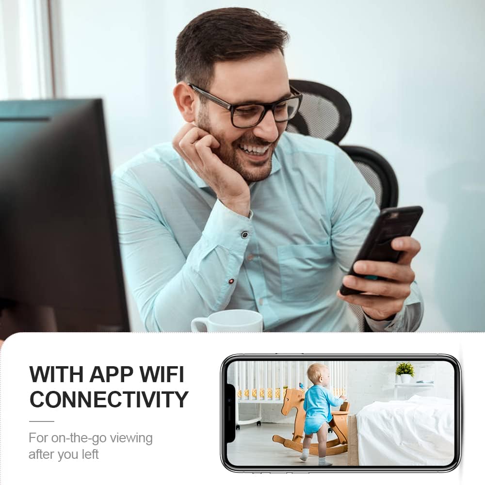 Discreet mini black 4K WiFi security camera with infrared night vision and motion detection.