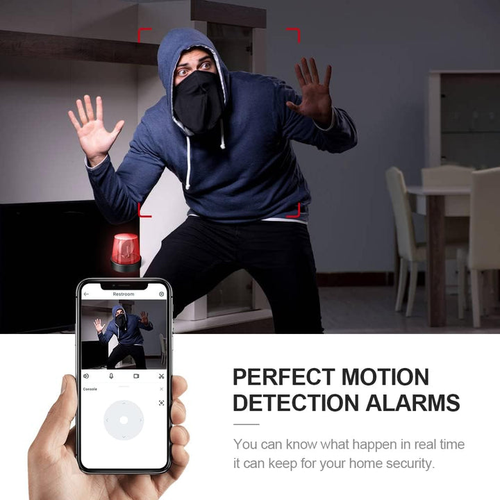 Discreet security camera, mini 4K WiFi model with night vision for comprehensive indoor coverage.