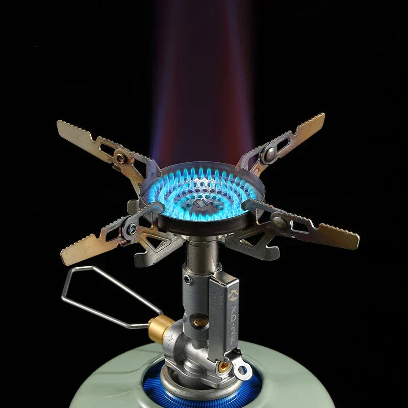 Compact outdoor cooking gas stove, ideal for camping, hiking, and travel equipment.
