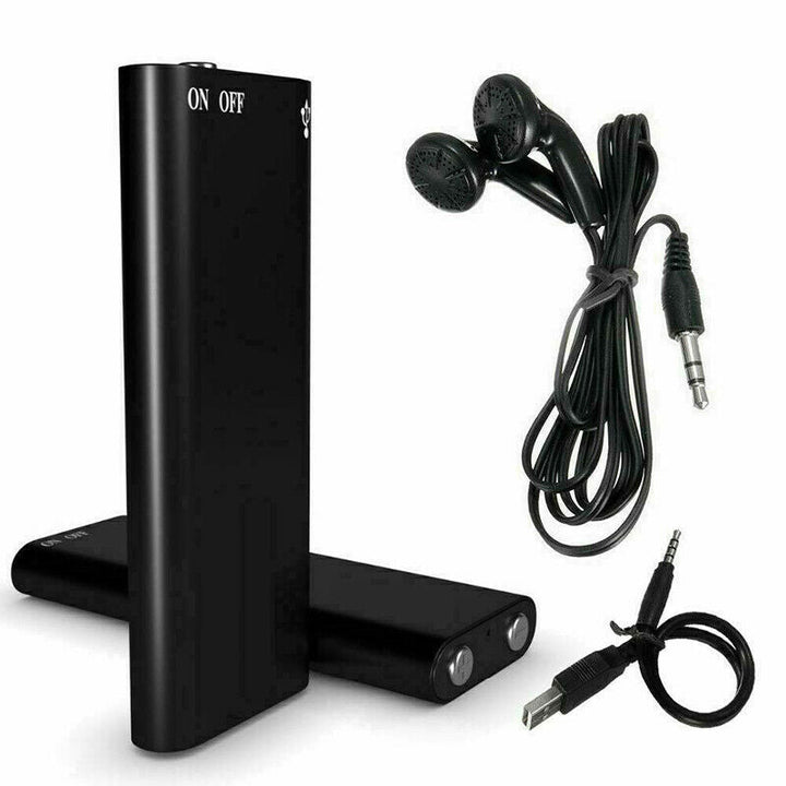 Mini voice recorder, 8GB storage, discreet audio recording device, black finish
