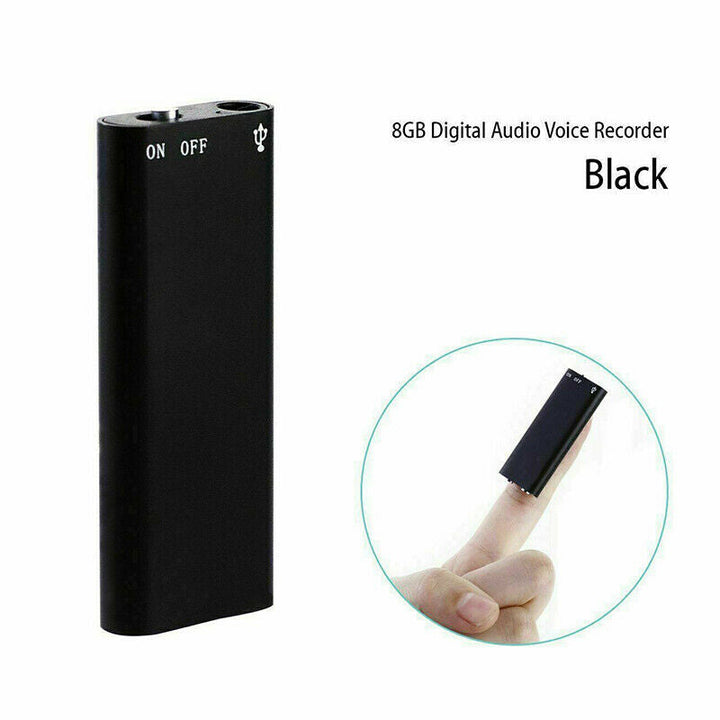 Black mini voice recorder, 8GB u-disk, portable audio recording and file transfer