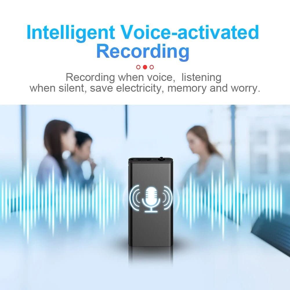 Discreet voice-activated mini recorder for high-quality audio capture.
