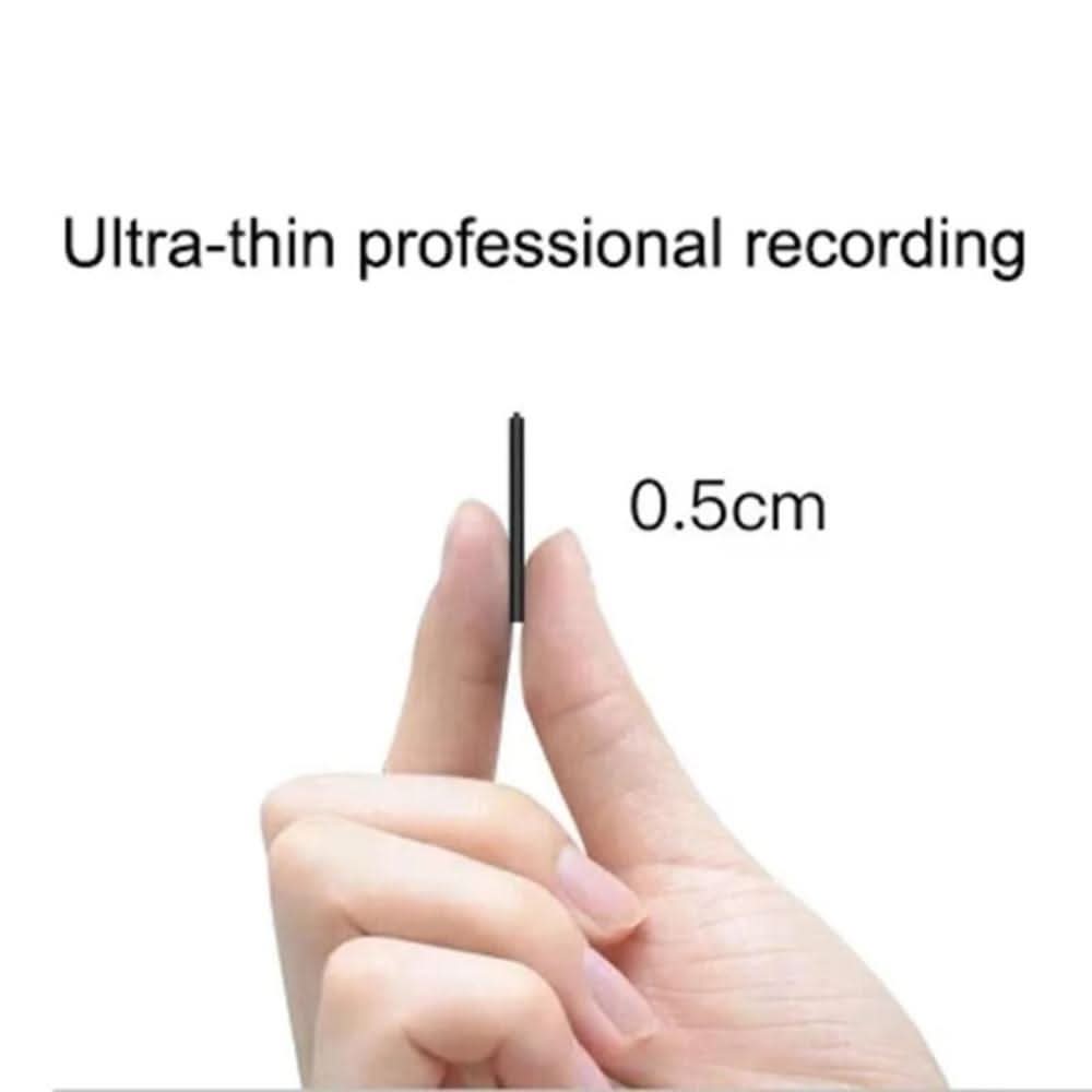 Portable mini voice recorder, sound-activated, long battery life for digital notes.