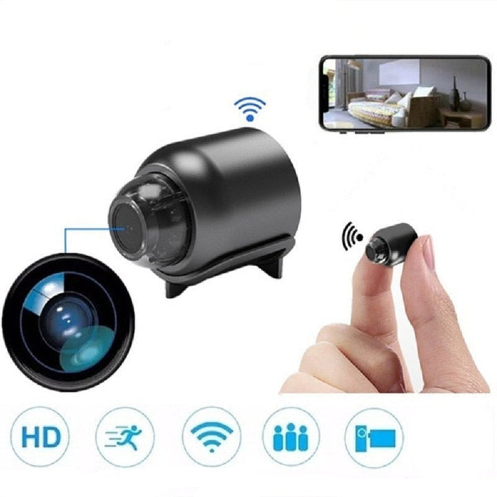 Smart home 1080p WiFi security camera, mini size for seamless indoor/outdoor surveillance & remote access.