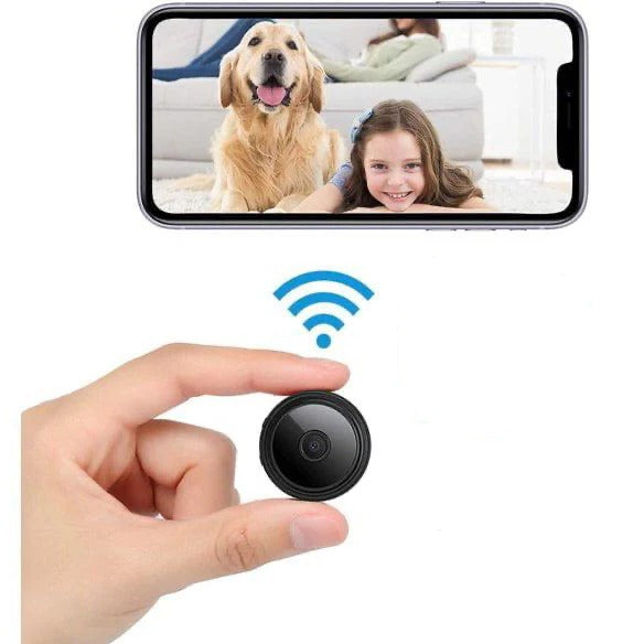 Mini wireless magnetic security camera with HD live feed, night vision, and motion detection for discreet home surveillance.