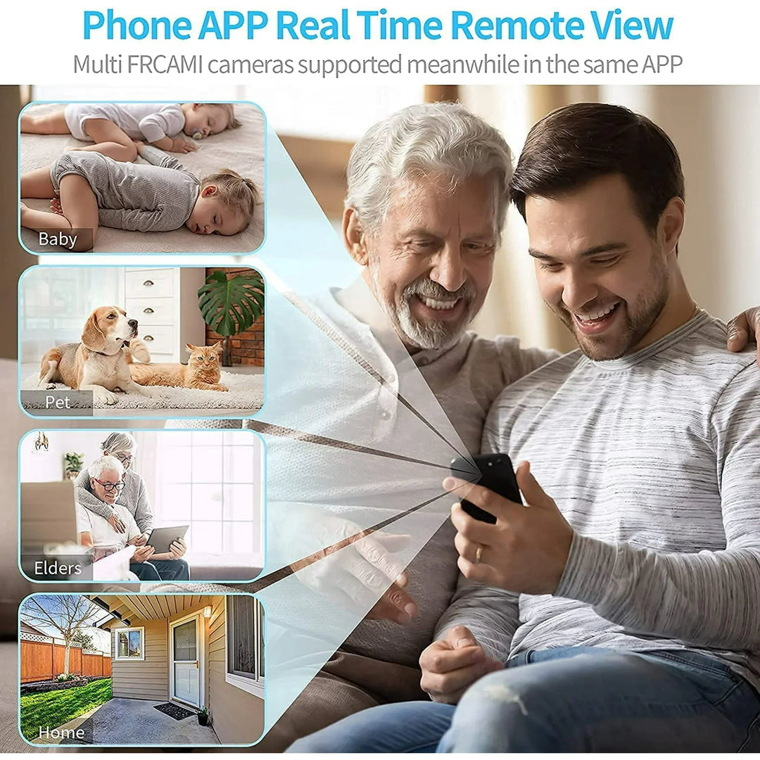 Compact mini wireless magnetic camera for discreet home security. Features live feed, audio, video, & motion detection.