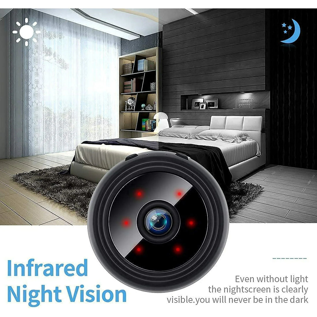 Easy-install magnetic mini security camera with wireless live feed, night vision, and motion detection for versatile use.