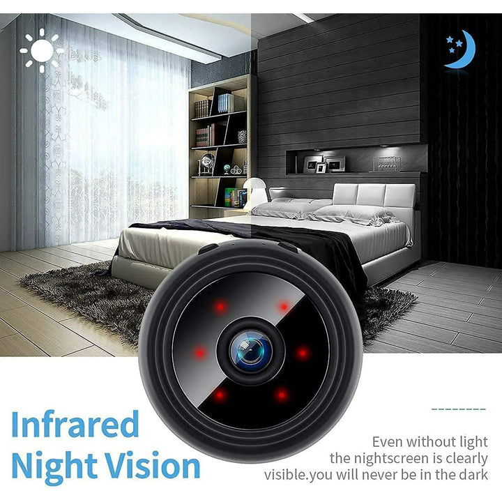 Easy-install magnetic mini security camera with wireless live feed, night vision, and motion detection for versatile use.