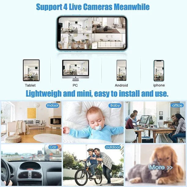 Discreet home security: mini wireless magnetic camera provides live feed, HD video, night vision, and motion detection.