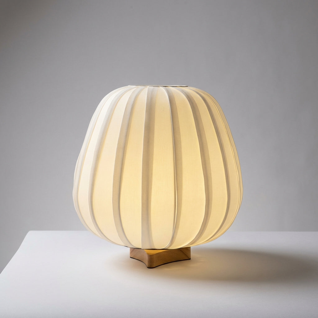 AmbiNook minimalist table lamp casting soft ambient light, ideal for a modern living room