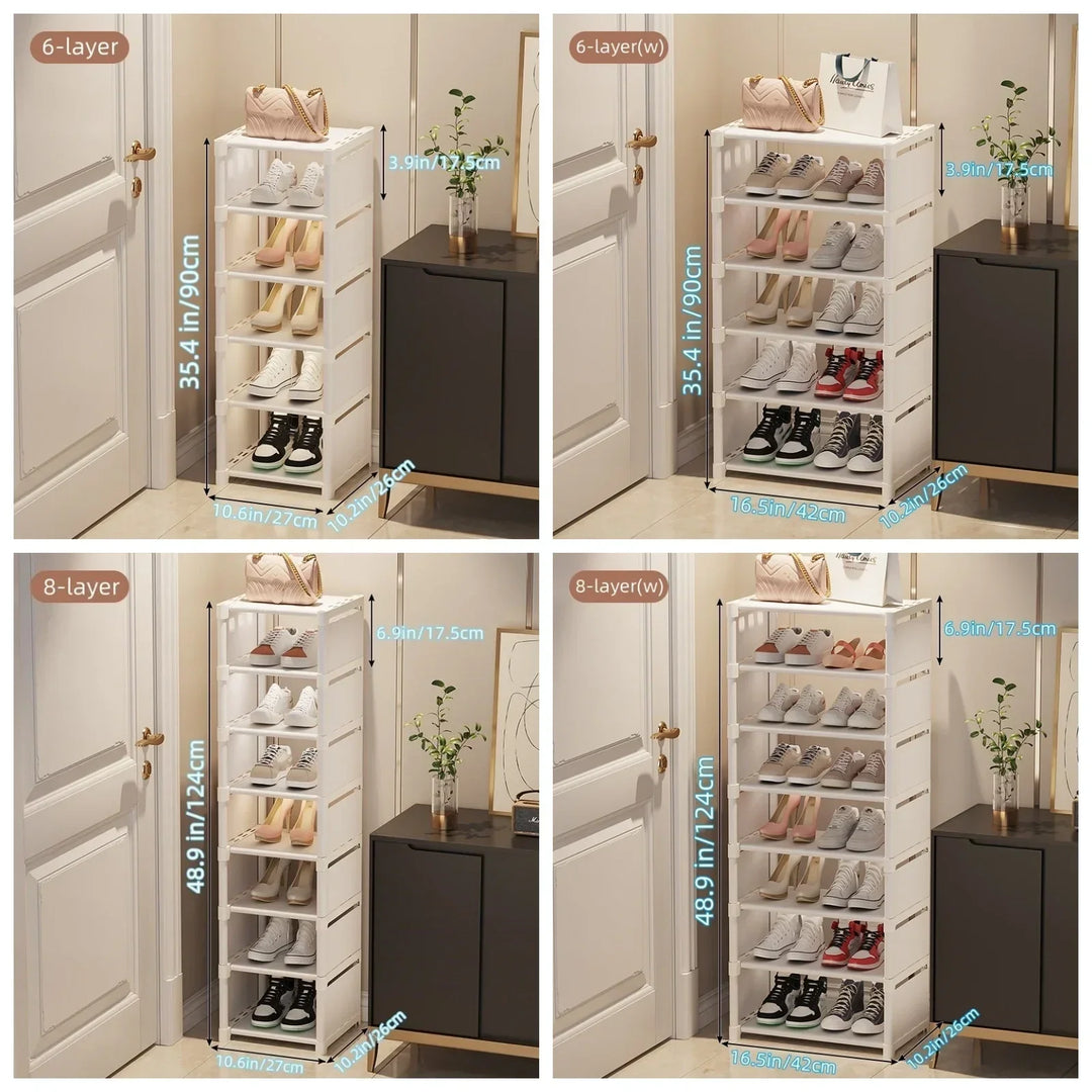 Liora minimalist metal shoe rack with black frame, 6 tiers for shoe storage