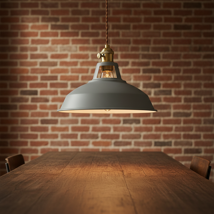 Minimalist black metal pendant light, industrial design, perfect for dining room lighting IronLume