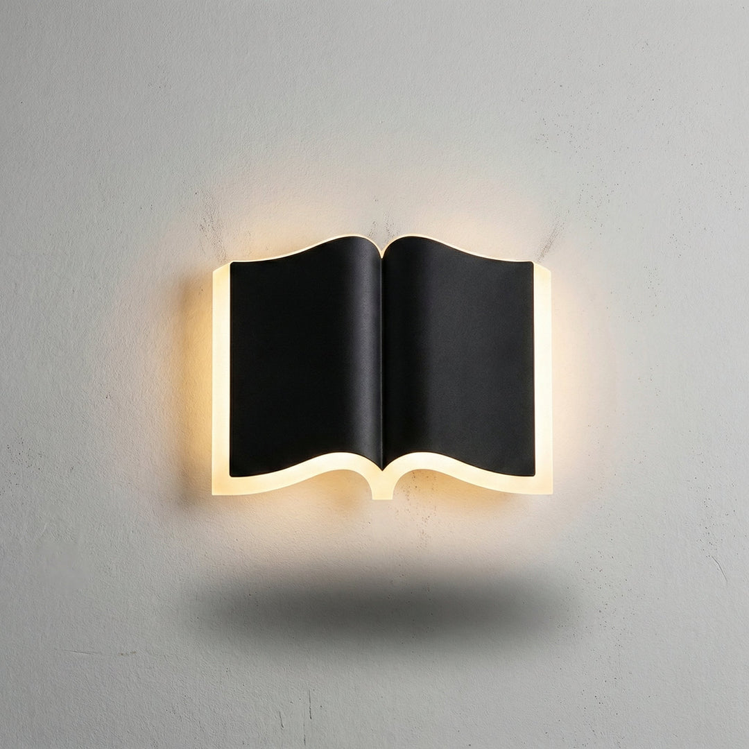 Modern BookLume LED wall sconce, elegant book decor accent light for bedrooms