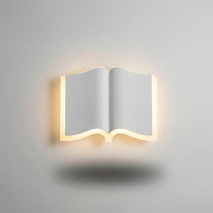 Wall mounted BookLume LED lamp, sleek book-inspired lighting for modern homes