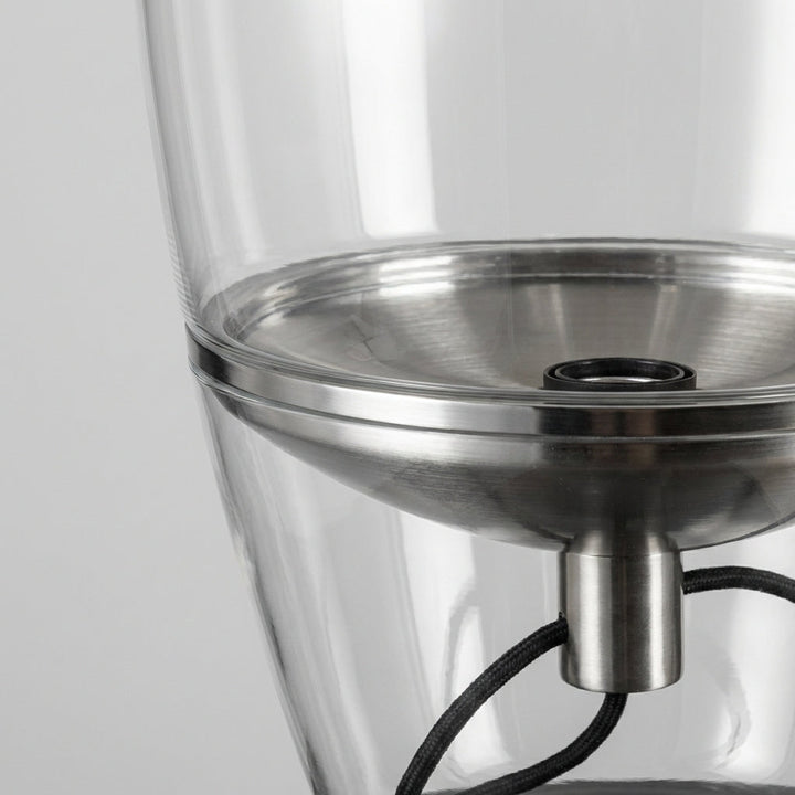 Elegant clear glass Nordella table lamp, perfect as a minimalist bedroom LED light.
