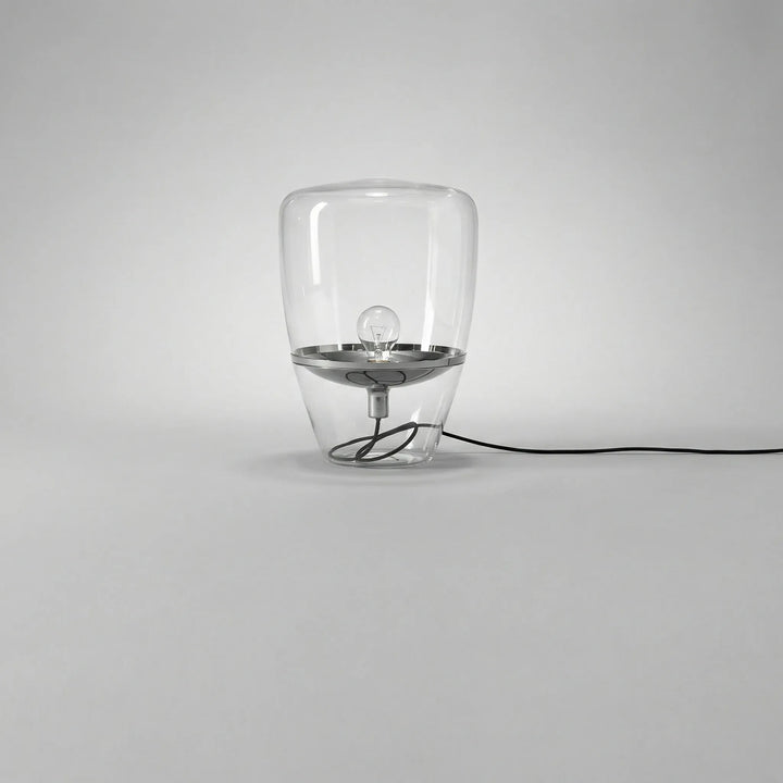 Stylish minimalist glass table lamp, Nordella, enhancing modern interior led lighting.