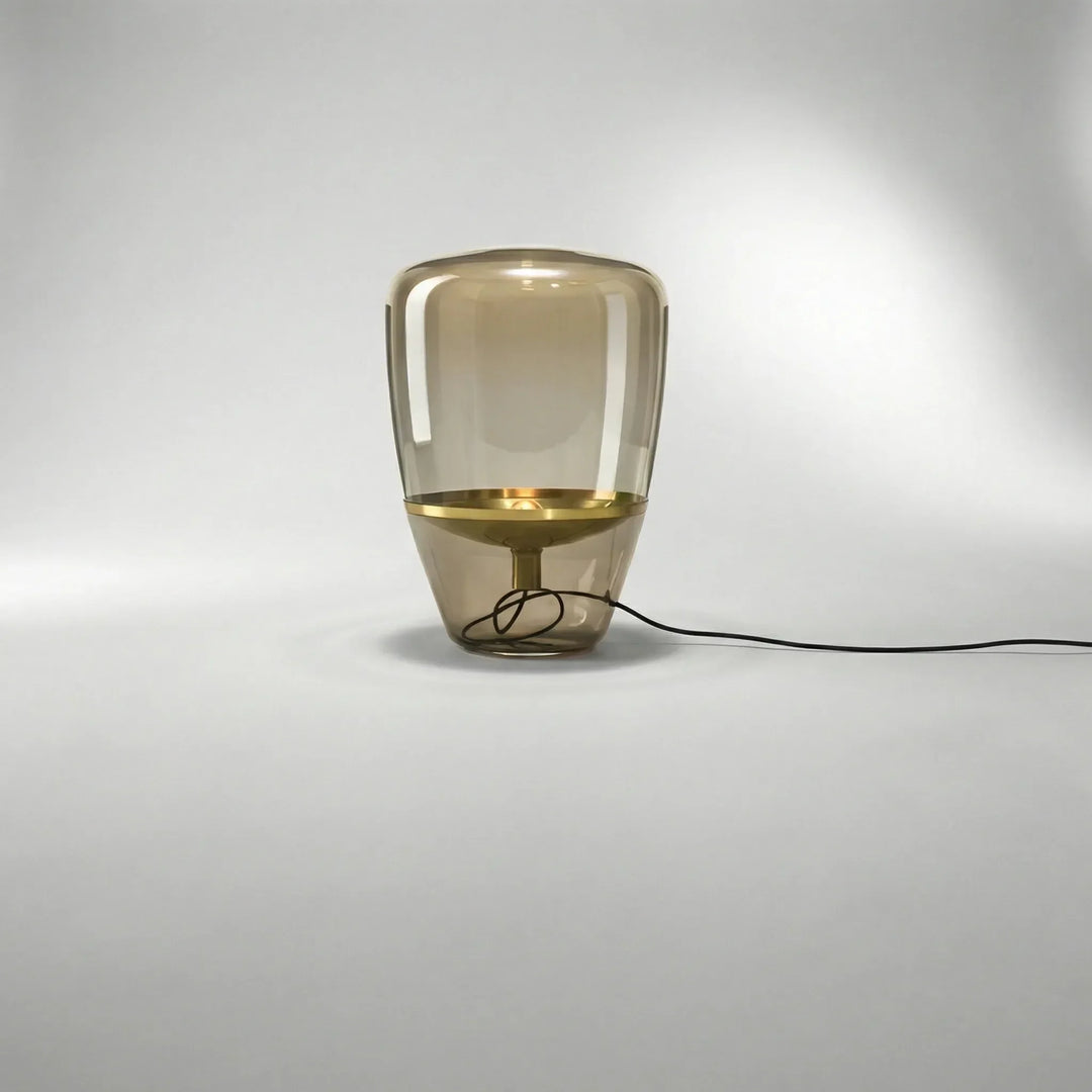 Modern home decor accent: Nordella minimalist clear glass table lamp with soft LED light.