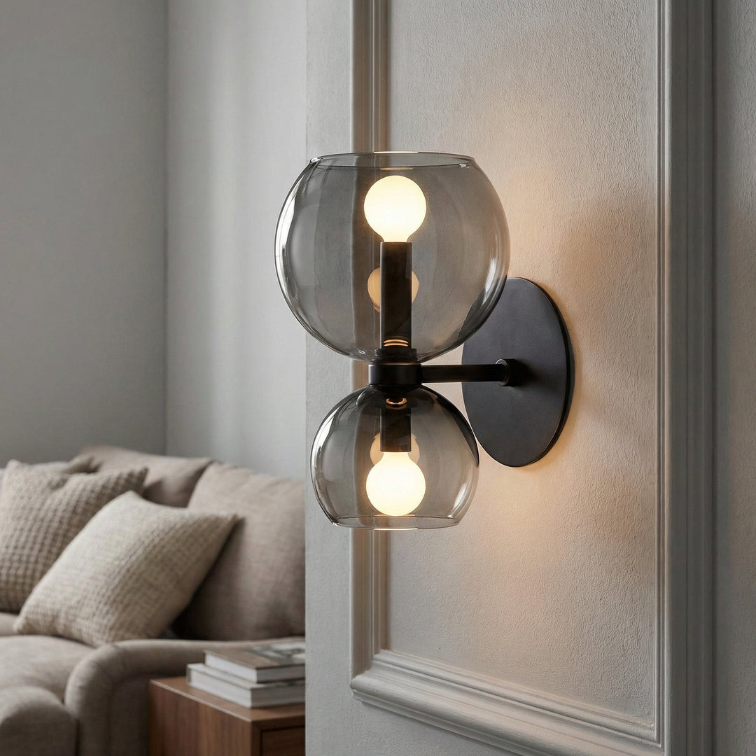 Minimalist double light wall sconce, Glowetta LED indoor lighting fixture in modern design