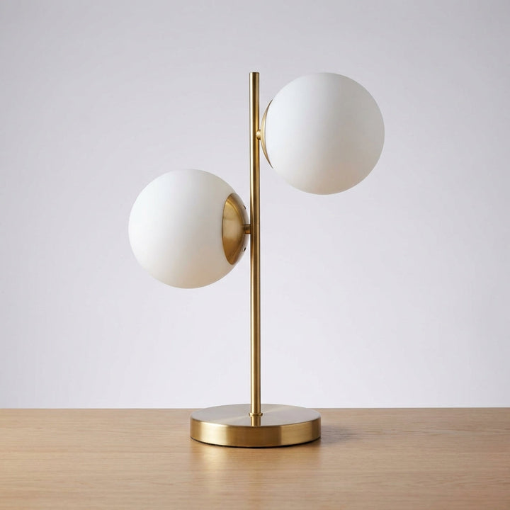 Modern Scandinavian dual globe table lamp, Globerra, an elegant home decor accent