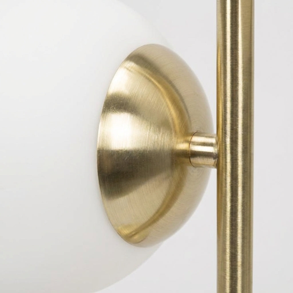 Ambient lighting dual globe table lamp with frosted glass, perfect for a minimalist bedroom