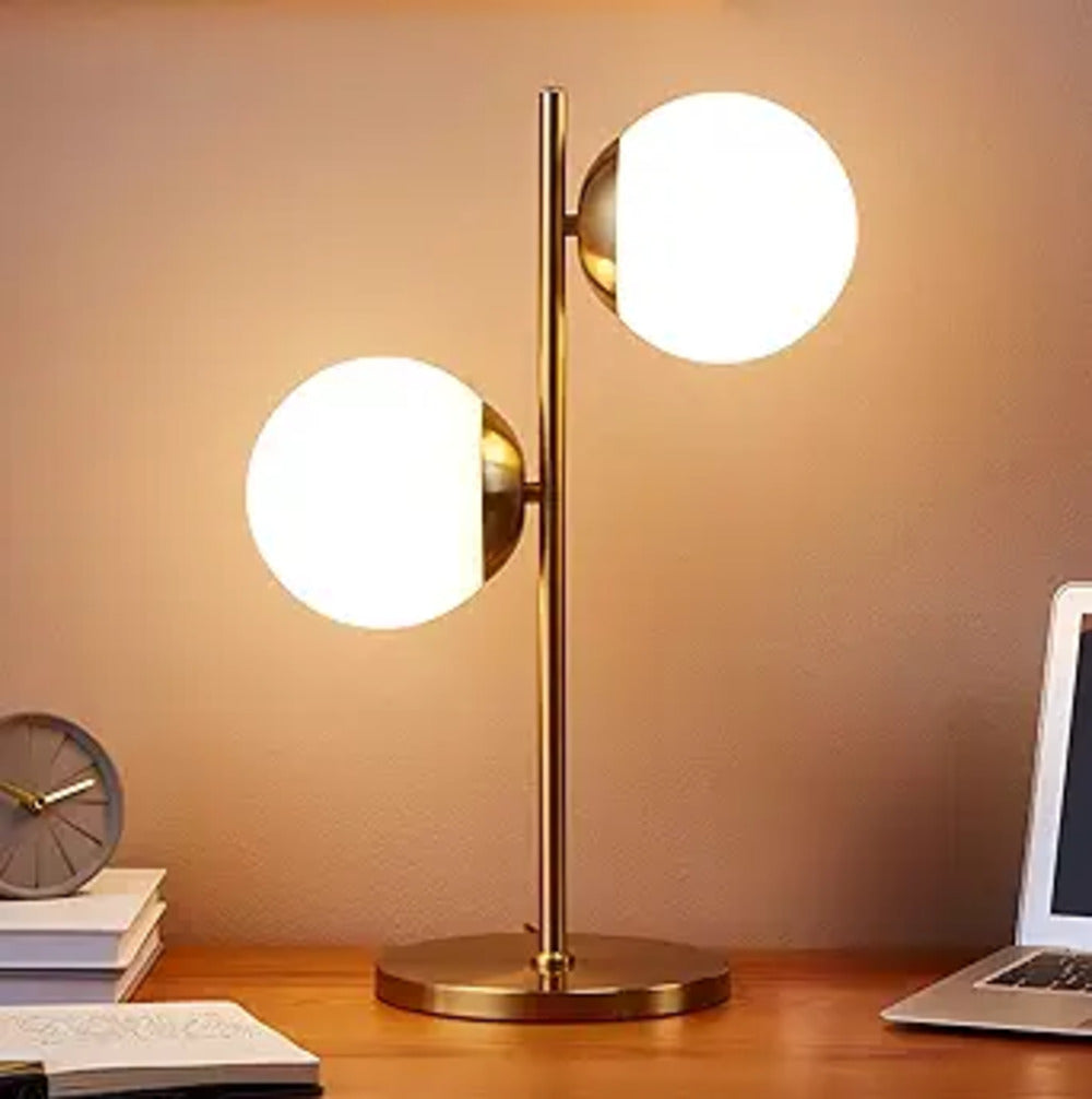 Stylish Globerra dual globe table lamp featuring frosted glass for soft, modern illumination