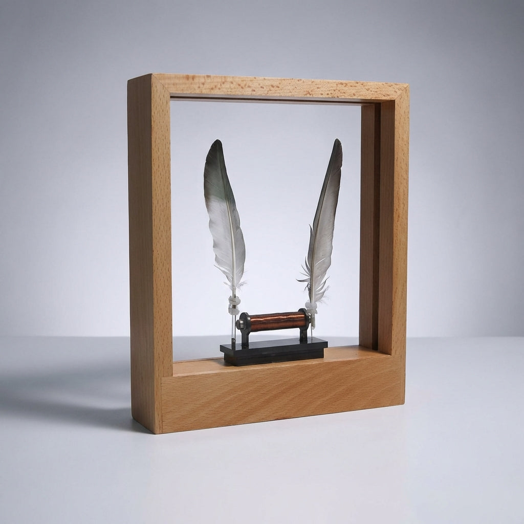 Decorative ambient feather lamp, offering a relaxing glow as a stylish LED table or shelf ornament