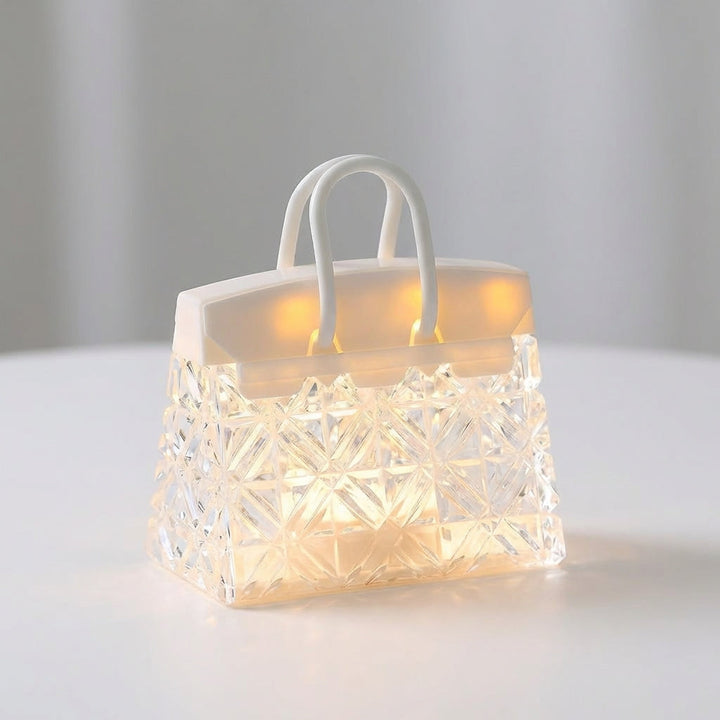 Aurabell decorative tabletop light, a unique handbag-shaped accent lamp providing mood lighting
