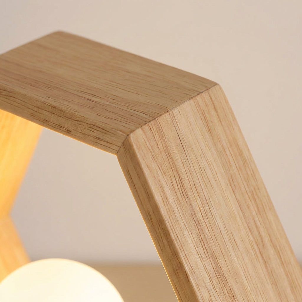Aurexen hexagon table lamp providing soft ambient lighting, ideal as a bedside or decorative accent