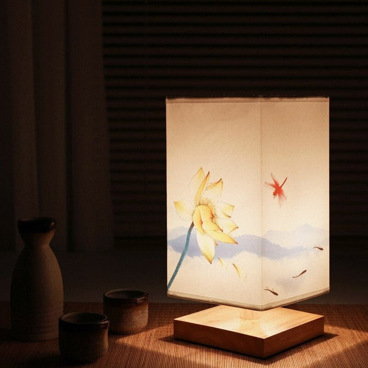 Unique Japanese Scandinavian minimalist table lamp. A stylish wood or stone lamp, great gift for modern home decor.