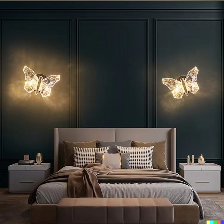 Sleek LED butterfly wall light, offering unique ambient illumination, enhancing any room's aesthetic.