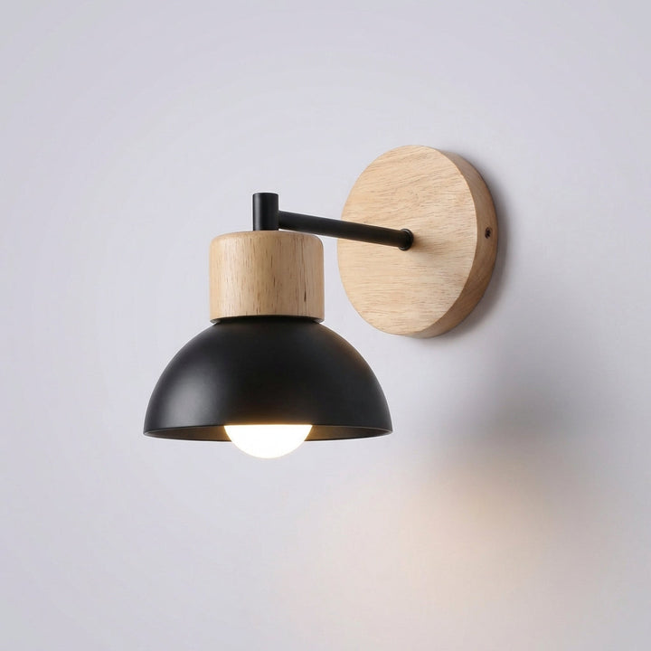 Contemporary Glowfowl wall sconce with LED technology and a beautiful wood accent, ideal for a minimalist lighting concept.