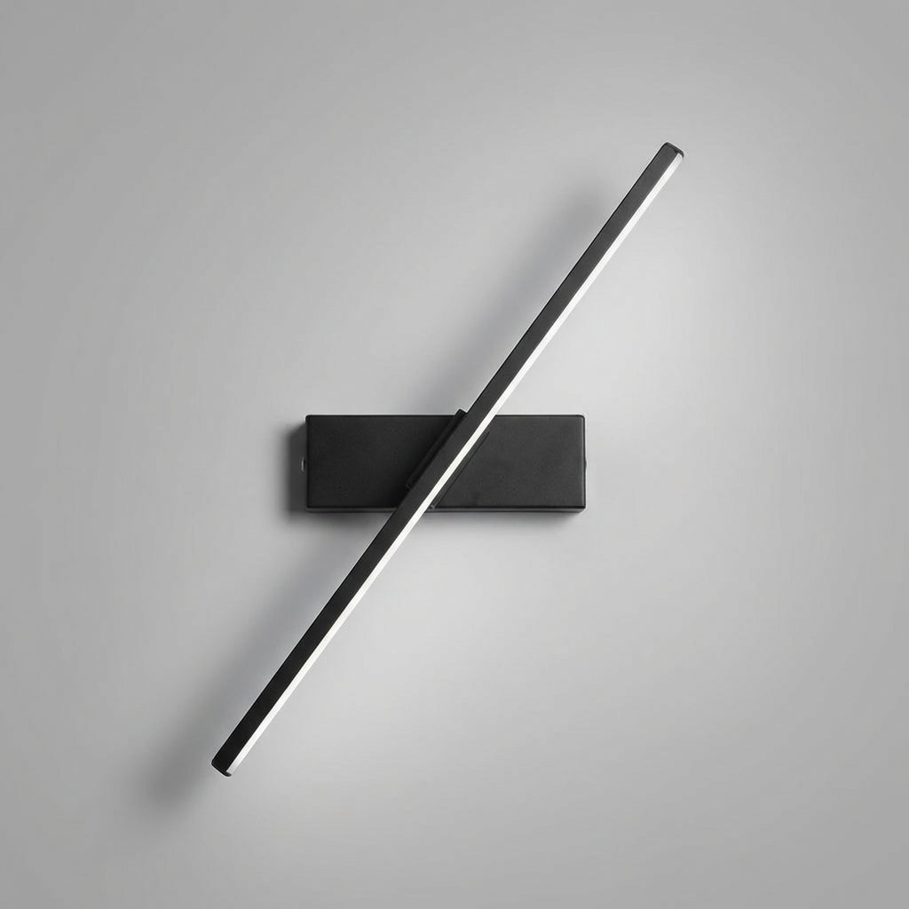 Decorative LED linear lamp for modern interiors, mounted horizontally above a sofa