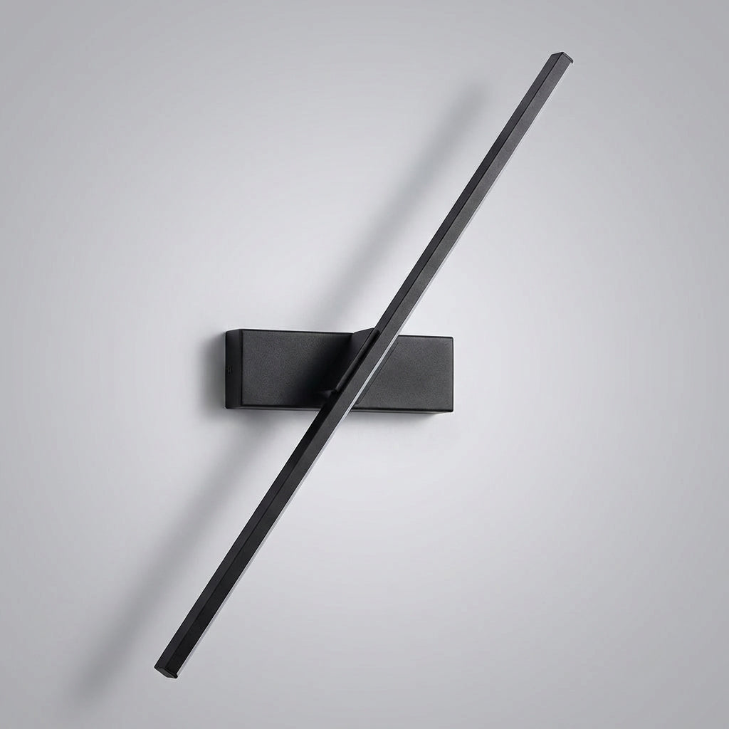Minimalist black linear LED wall fixture, ideal for creating a chic ambient glow