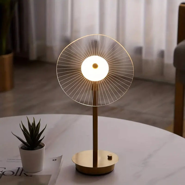 Dimmable Orisage LED desklamp on a bedroom nightstand, offering versatile and minimalist illumination