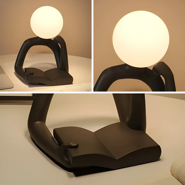 White sculptural LED desk lamp, elegant and modern, enhances home decor with soft illumination.