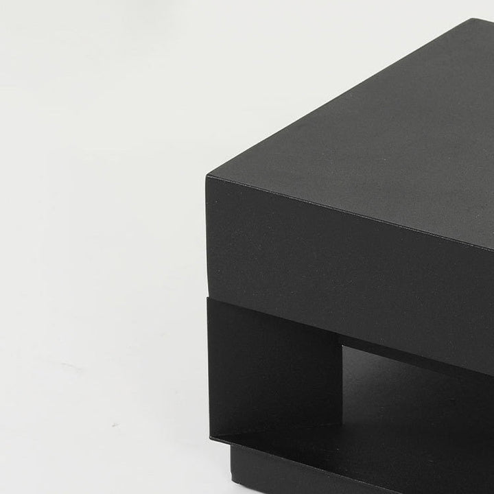 Stylish square LED wall light, perfect for contemporary garden and patio aesthetics.