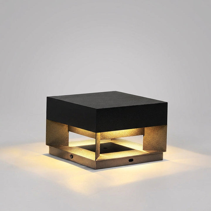 Side view of minimalist square LED wall mount light, enhancing modern outdoor spaces.