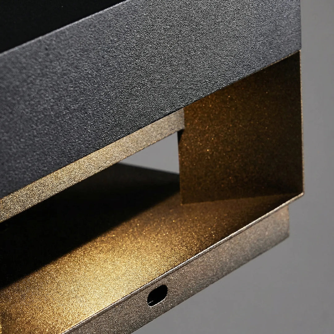 Modern outdoor square wall light, LumaBloc, in sleek black finish, perfect for contemporary exterior lighting.