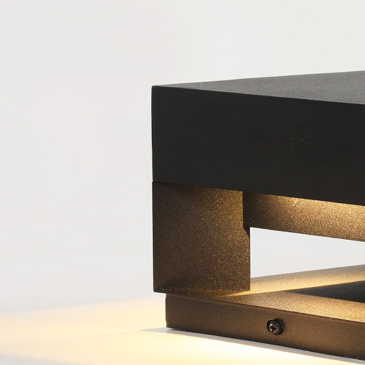 Close-up of LumaBloc minimalist square outdoor wall light, showing durable, weatherproof construction.
