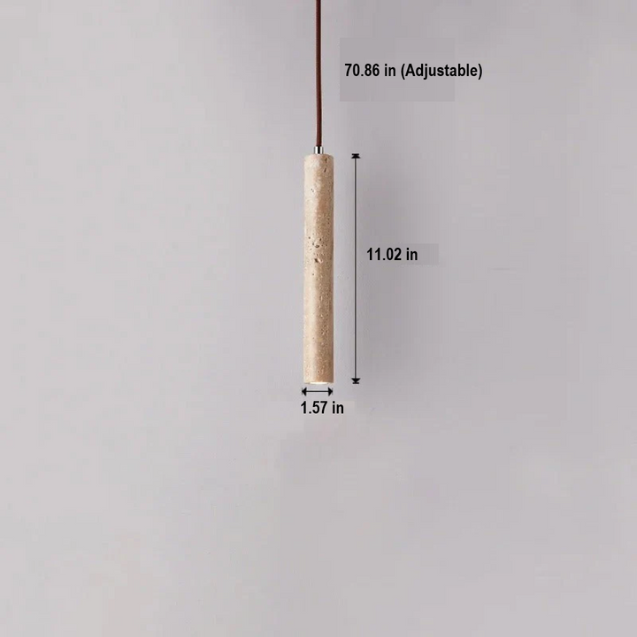 Sleek minimalist LED chandelier, wabi-sabi travertine, ideal contemporary lighting for modern homes.