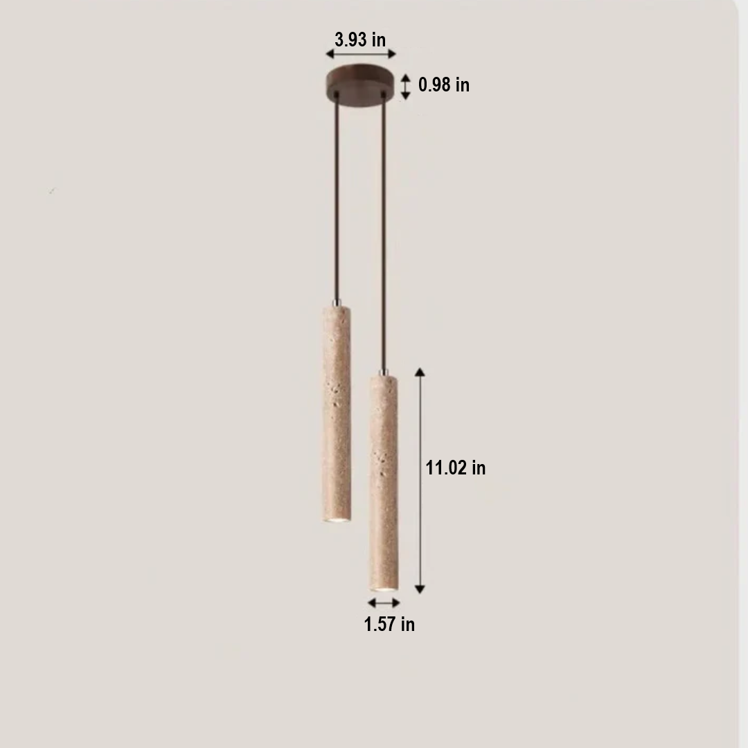 Versatile modern LED chandelier, minimalist wabi-sabi travertine, suitable for living or dining rooms.