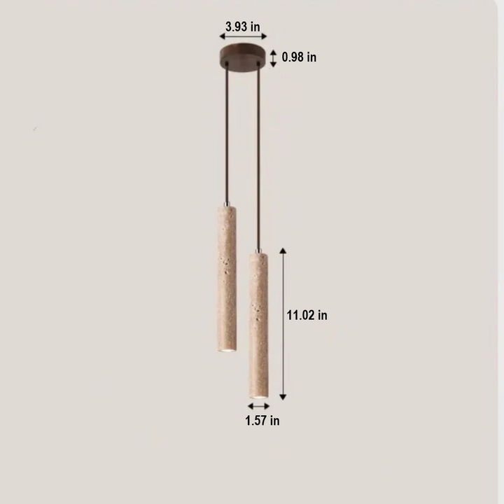 Versatile modern LED chandelier, minimalist wabi-sabi travertine, suitable for living or dining rooms.