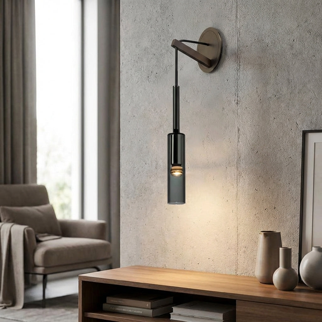 Minimalist wall-mounted LED lamp, Skandell, modern design for ambient home lighting, glass and metal