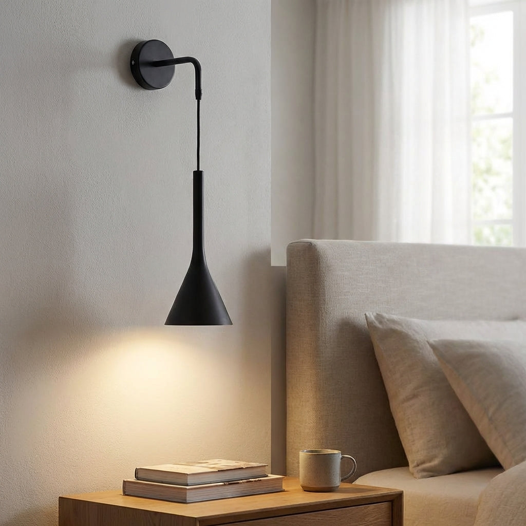 Minimalist wall-mounted pendant light, resin-aluminum, perfect for modern interior lighting, adjustable Glowren design